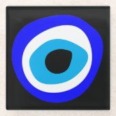 Evil Eye Talisman & Arabic Amulet/Turks, Grieks Glazen Onderzetter (Voorkant)