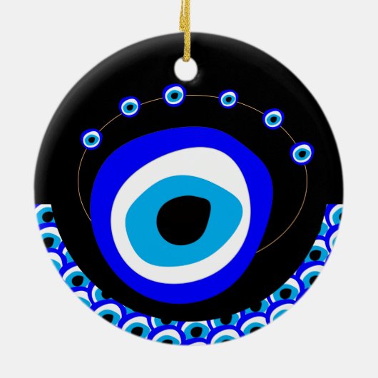 Evil Eye Talisman & Arabic Amulet/Turks, Grieks Keramisch Ornament (Achterkant)