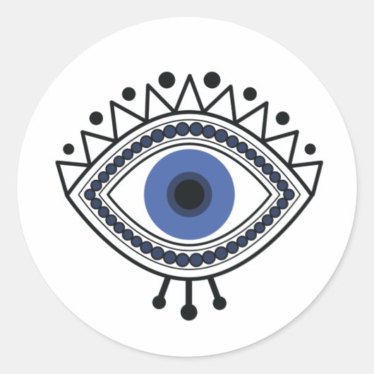 Evil eye talisman, blauw oog symbool ronde sticker (Voorkant)