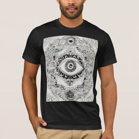 Evil Eye Tattoo Art T-shirt – Vet zwart, blauw en  (Voorkant)