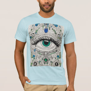Evil Eye Tattoo kleurboek T-shirt – Zwart, Blauw &