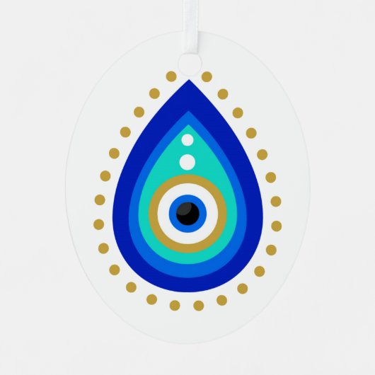 Evil Eye Tear Drop Nazar Protection Metalen Ornament (Voorkant)