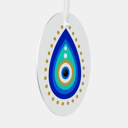 Evil Eye Tear Drop Nazar Protection Metalen Ornament (Voorkant Rechts)