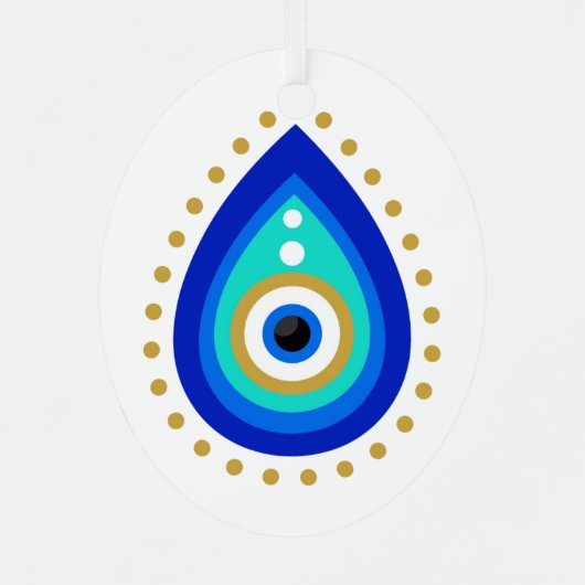 Evil Eye Tear Drop Nazar Protection Metalen Ornament (Achterkant)