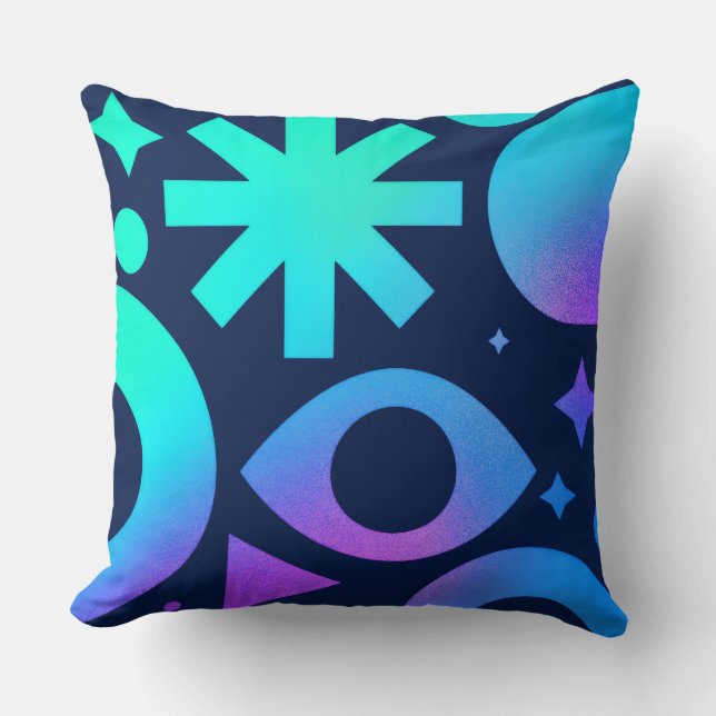 Evil Eye Throw Pillow Cosmic Teal Purple Mystical  Kussen (Voorkant)