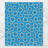 Evil Eye Tile Pattern - Blue and gold Wijn Etiket (Enkel label)