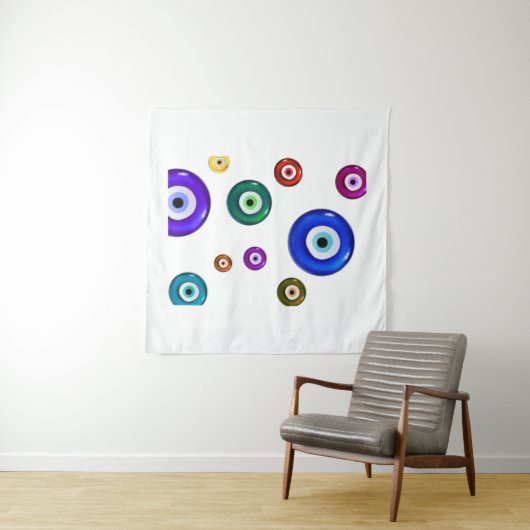 Evil Eye White Backdrop Wandkleed (In Situ (horizontaal))