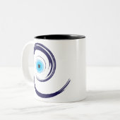 Evil EyeEvil Eye Artistic Blue Greek Tweekleurige Koffiemok (Voorkant links)