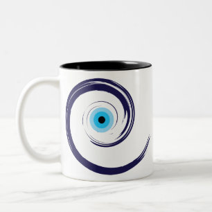Evil EyeEvil Eye Artistic Blue Greek Tweekleurige Koffiemok