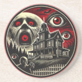 Evil Eyes Haunted House Halloween Zandsteen Onderzetter (Voorkant)