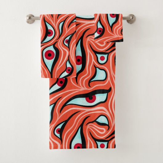 Evil Eyes Pattern - Abstracte rode ogen op Sinaasa Bad Handdoek (Insitu)