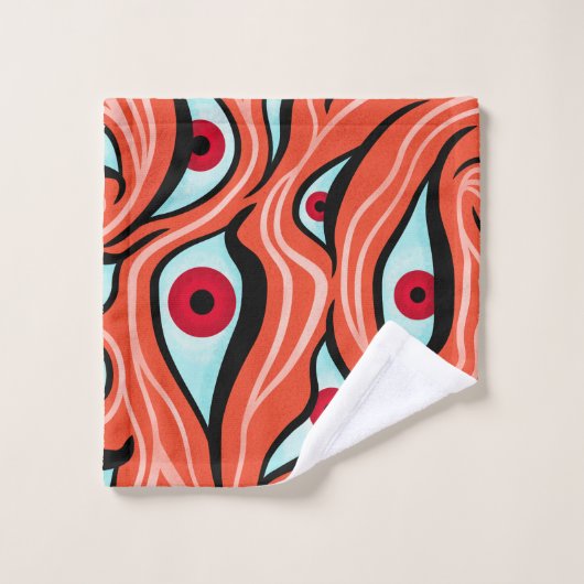 Evil Eyes Pattern - Abstracte rode ogen op Sinaasa Bad Handdoek (Wasdoekje)