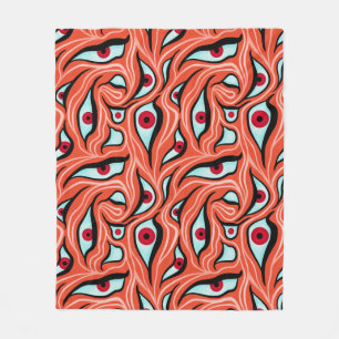 Evil Eyes Pattern - Abstracte rode ogen op Sinaasa Fleece Deken