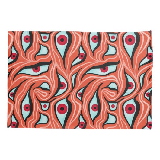 Evil Eyes Pattern - Abstracte rode ogen op Sinaasa Kussensloop (Achterkant)