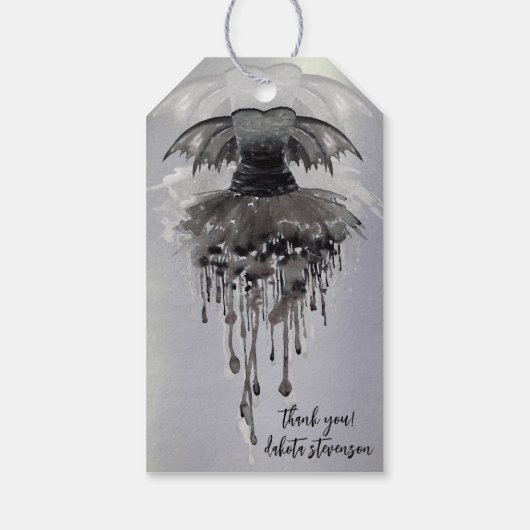 Evil Fairy Gown | Gothic Black Vampy Rock Sheen Cadeaulabel (Achterkant)