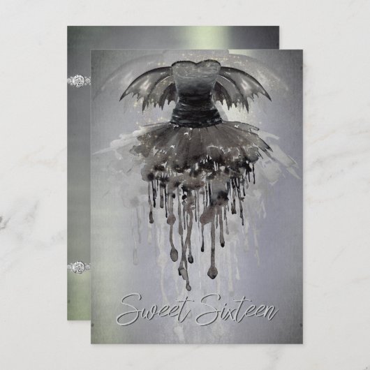 Evil Fairy Gown | Gothic Black Vampy Rock Sheen Kaart (Voorkant / Achterkant)