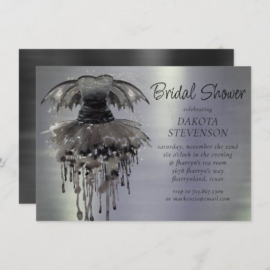 Evil Fairy Gown | Gothic Black Vampy Rock Sheen Kaart (Voorkant / Achterkant)