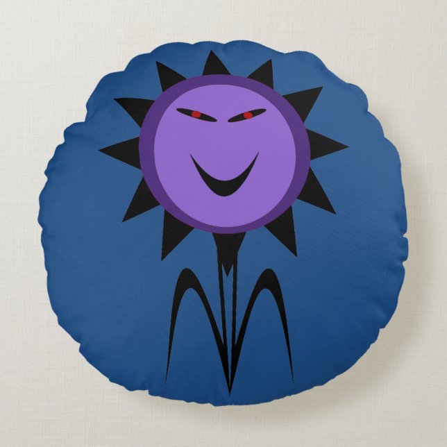 Evil Flower Kawaii Gioth Halloween Pillow Rond Kussen (Voorkant)