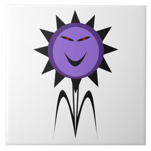 Evil Flower Kawaii Gothic Halloween Tegel Tegeltje (Voorkant)