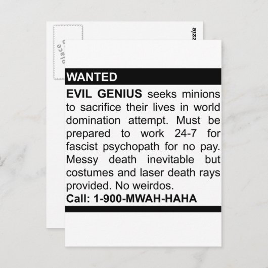 Evil Genius Ad Briefkaart (Voorkant / Achterkant)