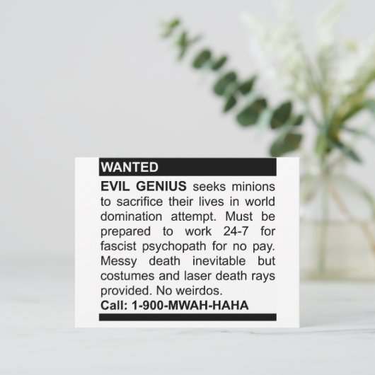 Evil Genius Ad Briefkaart (Staand voorkant)