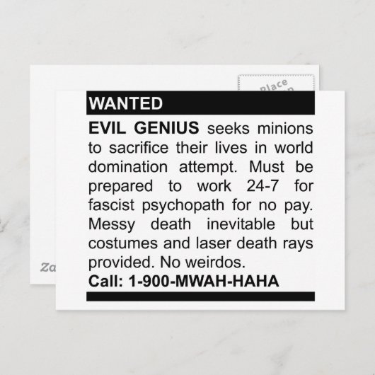 Evil Genius Ad Briefkaart (Voorkant / Achterkant)
