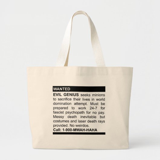Evil Genius Ad Grote Tote Bag (Voorkant)