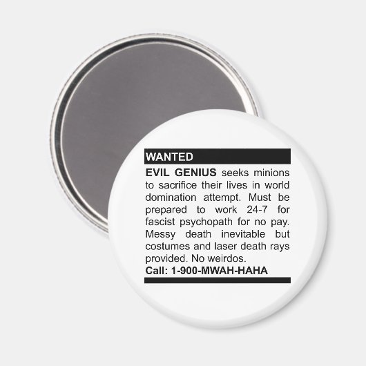 Evil Genius Ad Magneet (Voorkant / Achterkant)