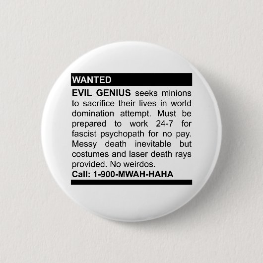 Evil Genius Ad Ronde Button 5,7 Cm (Voorkant)