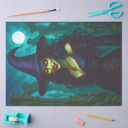 Evil Gothic Witch Glowing Eyes beroemd gemaakt doo Tissuepapier (Craft)