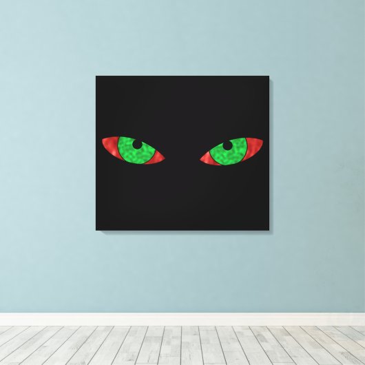 Evil Green Eyes Canvas Afdruk (Insitu (Houten vloer))