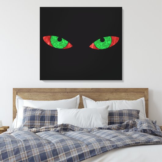 Evil Green Eyes Canvas Afdruk (Insitu (Slaapkamer))