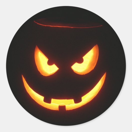Evil grin Halloween Pumpkin Face Ronde Sticker (Voorkant)