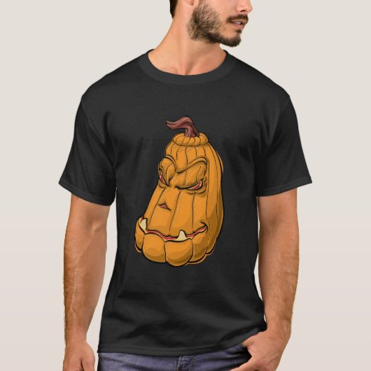 "Evil Grin Pumpkin – Halloween Cartoon Monster" T-shirt (Voorkant)