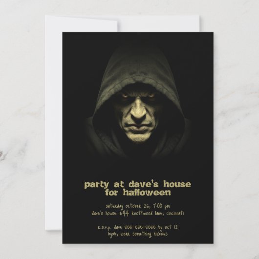 Evil Hooded Demon Monster Halloween Party Kaart (Voorkant)