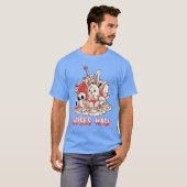 Evil horror bunny with sword shield and knight arr t-shirt (Voorkant volledig)
