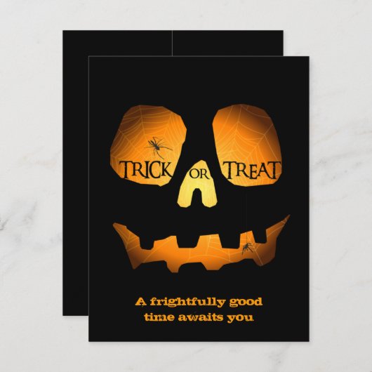 Evil Jack O Lantern Halloween Party Kaart (Voorkant / Achterkant)