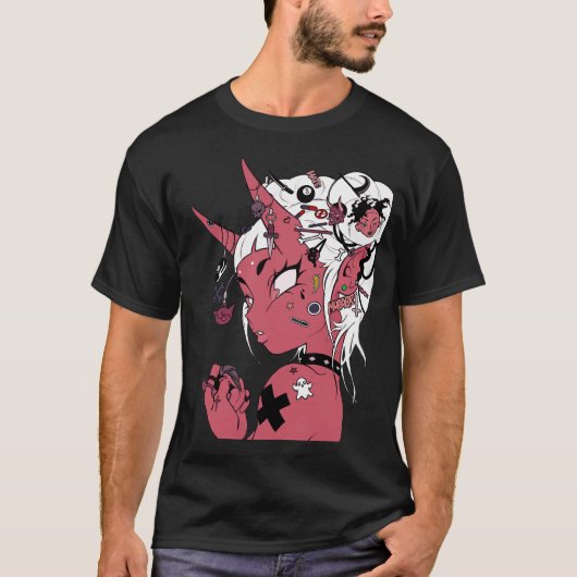 Evil Japanese Girl Urban Modern Style T-shirt (Voorkant)