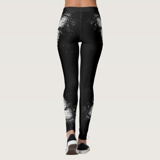 Evil kat ogen halftoon zwart en wit grafisch leggings (Achterkant)