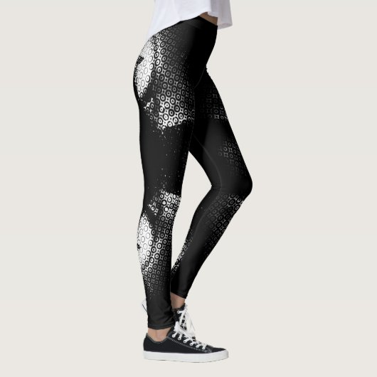 Evil kat ogen halftoon zwart en wit grafisch leggings (Rechts)