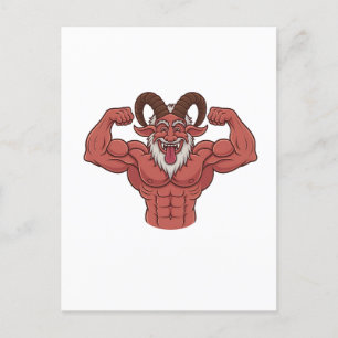 Evil Krampus Christmas Flexing Muscles Fitness Aankondigingskaart