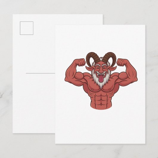 Evil Krampus Christmas Flexing Muscles Fitness Aankondigingskaart (Voorkant / Achterkant)