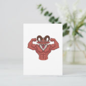Evil Krampus Christmas Flexing Muscles Fitness Aankondigingskaart (Staand voorkant)