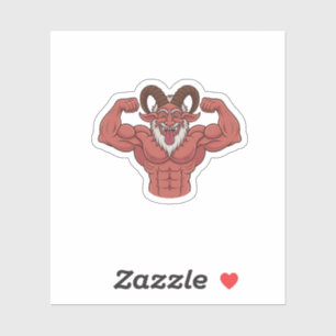 Evil Krampus Christmas Flexing Muscles Fitness Sticker