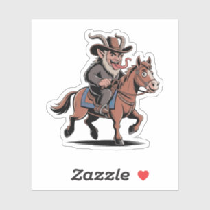 EVIL Krampus Kerst Cowboy Paard Western Xmas Sticker
