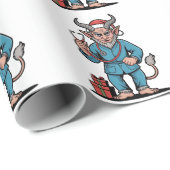 Evil Krampus Nurse Scrubs Nursing Christmas Cadeaupapier (Rol Hoek)