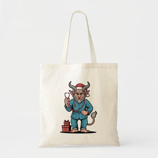 Evil Krampus Nurse Scrubs Nursing Christmas Tote Bag (Voorkant)
