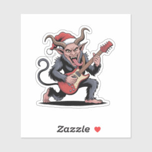 Evil Krampus speelt gitaar elektrische muziek Xmas Sticker