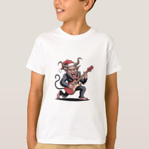 Evil Krampus speelt gitaar elektrische muziek Xmas T-shirt