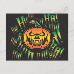 Evil Laughing Halloween Pumpkin Comics Text Effect Feestdagenkaart